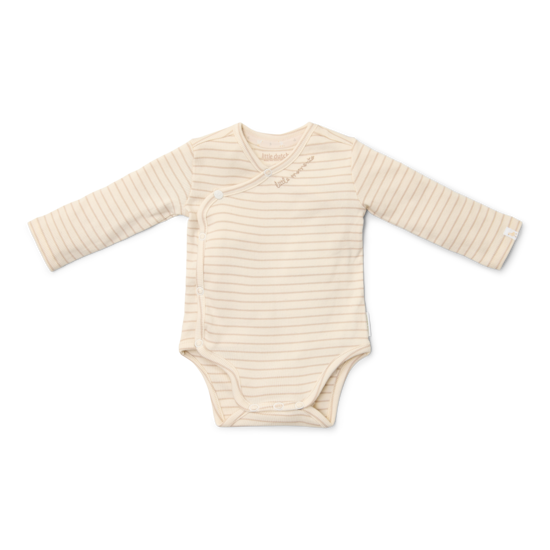 Bild von Wickelbody langärmligSoft Beige Stripe - 74