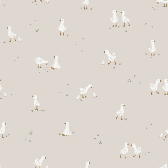 Bild von Vlies-Tapete – Weiß – Kleine Gans